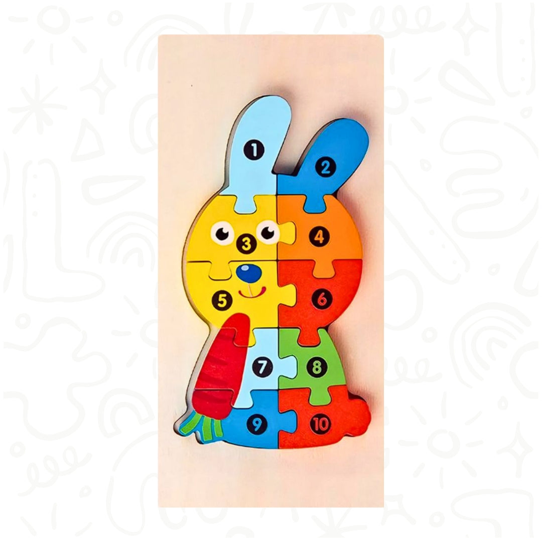 ROMPECABEZAS X 10 PCS ENUMERADAS DISEÑO CONEJO