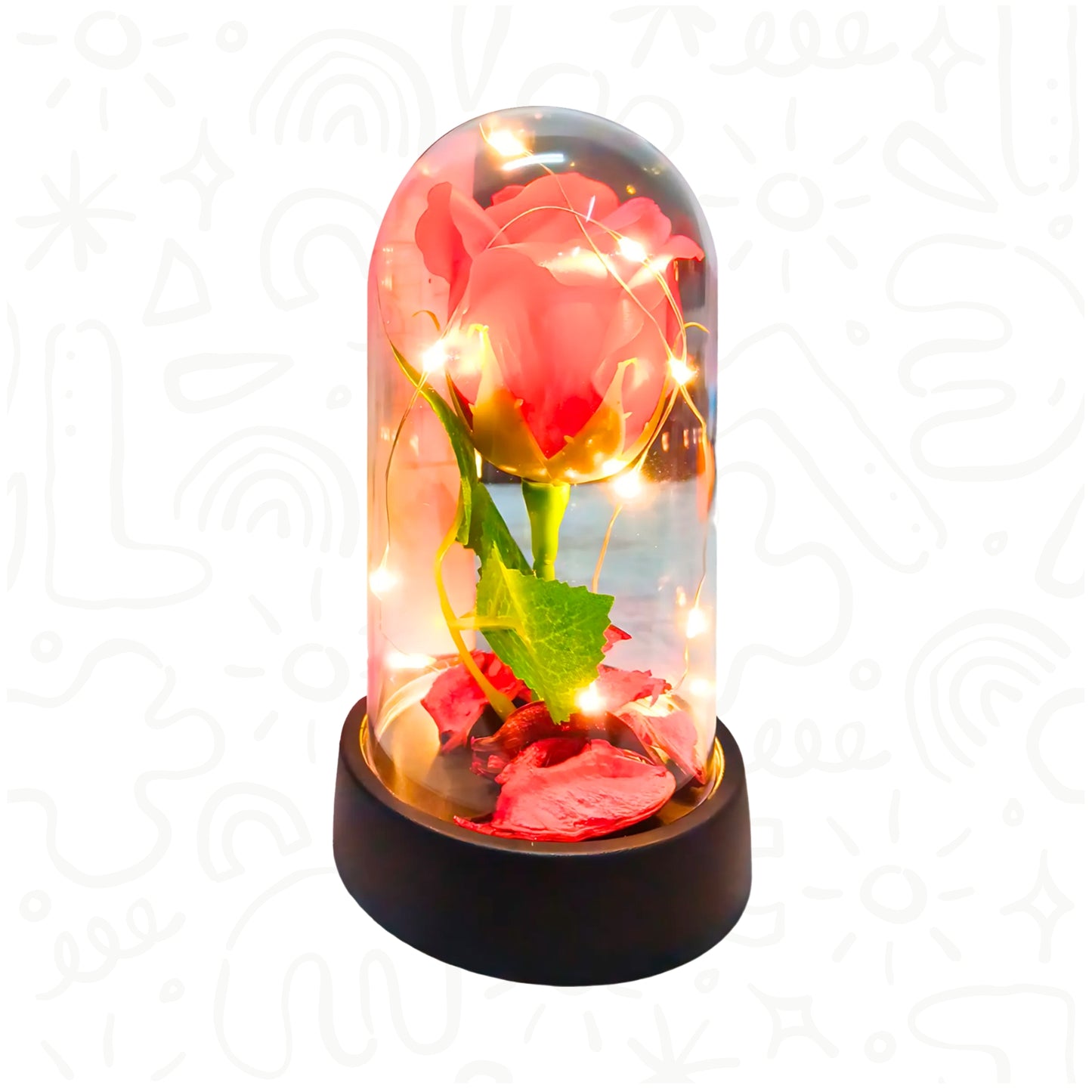 FLOR DE JABÓN CON LÁMPARA DE LUZ CÁLIDA