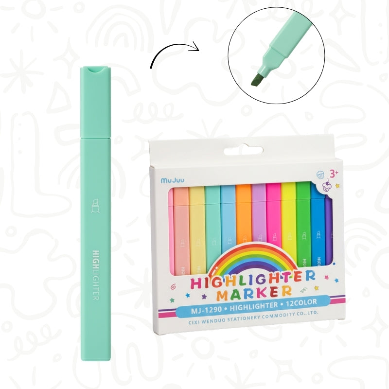 Set de Resaltadores Pastel x12 – Colores Surtidos