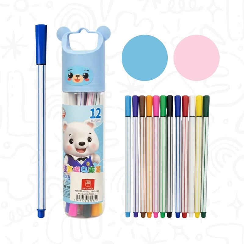 Set x12 Marcadores de Acuarela con Estuche de Osito
