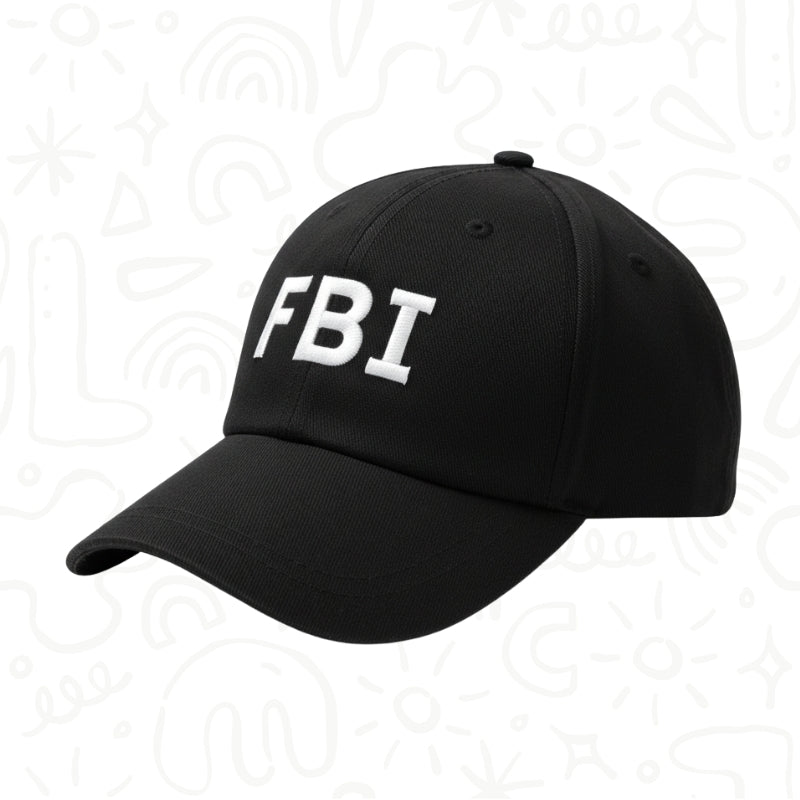 Gorra Negra FBI Bordada para Disfraz