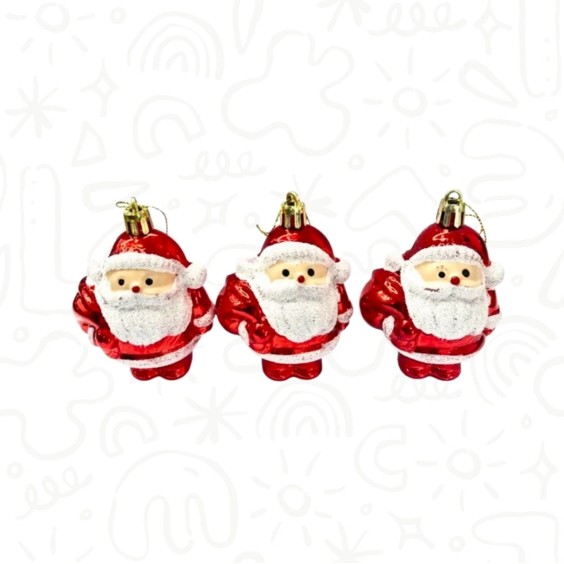 Set de Adornos Navideños de Papá Noel con Brillos X3 UND