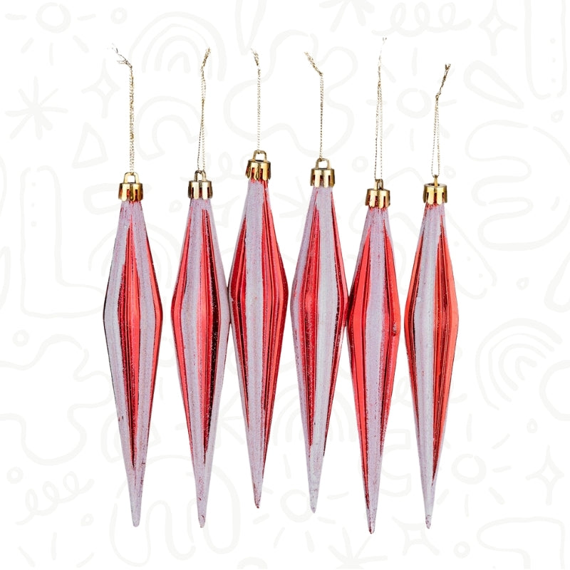 Set de Adornos Navideños en Forma de Pico Rojo y Plateado X6 UND