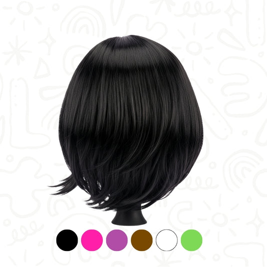 Peluca Corta Lisa para Disfraz de Halloween