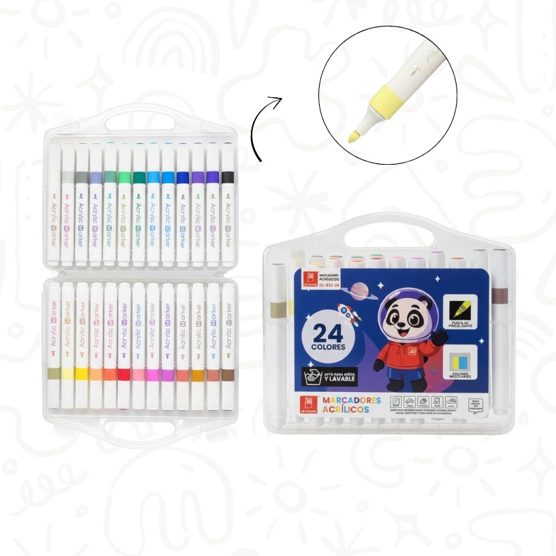Set de Marcadores Acrílicos x24 – Colores Intensos y Alta Cobertura