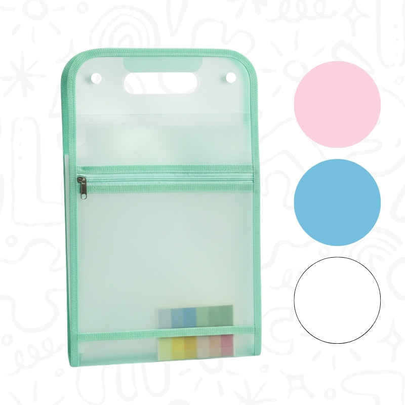 Carpeta Plástica con Bolsillo Frontal y Manija Integrada
