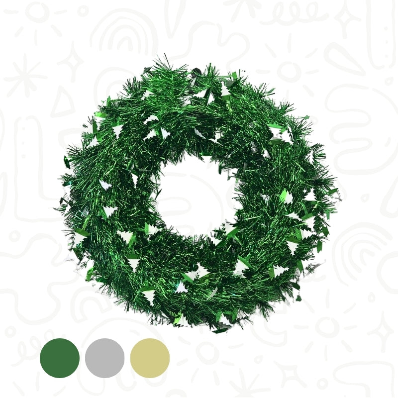 Corona Navideña Decorativa con Escarcha Brillante