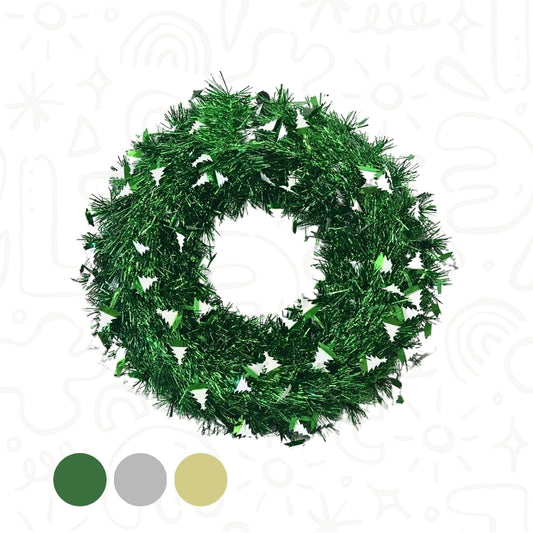 Corona Navideña Decorativa con Escarcha Brillante