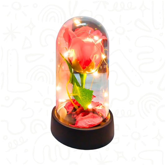 FLOR DE JABÓN CON LÁMPARA DE LUZ CÁLIDA