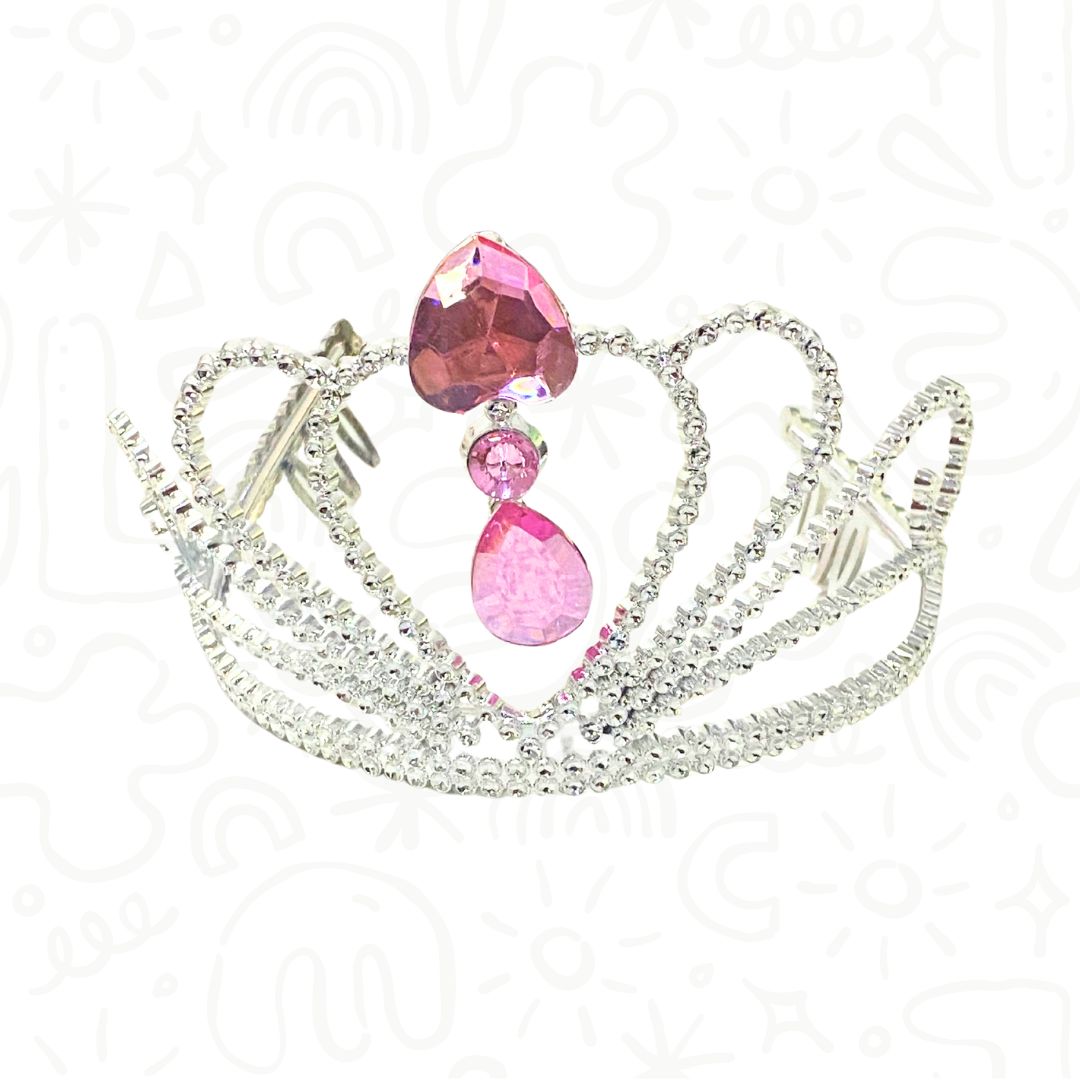 Diadema Plateada de Princesa con Brillos