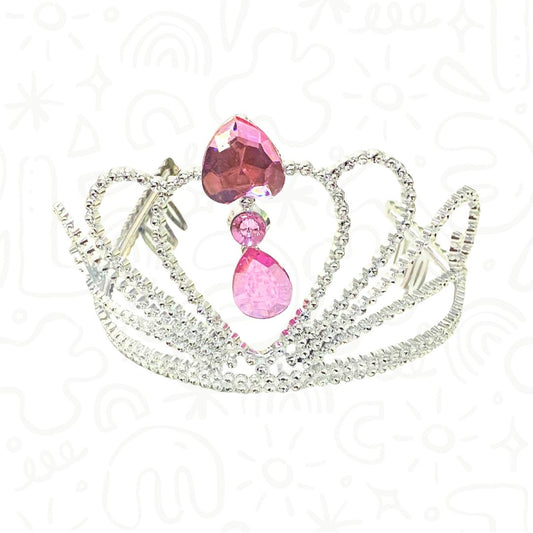 Diadema Plateada de Princesa con Brillos
