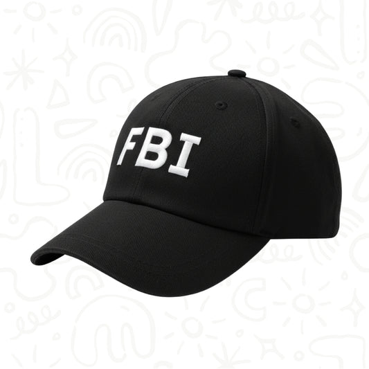 Gorra Negra FBI Bordada para Disfraz