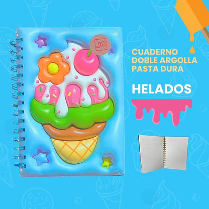 CUADERNO DOBLE ARGOLLA PASTA DURA HELADO