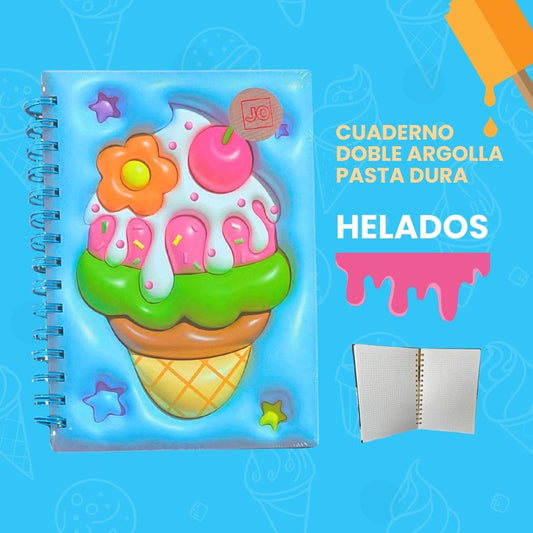 CUADERNO DOBLE ARGOLLA PASTA DURA HELADO