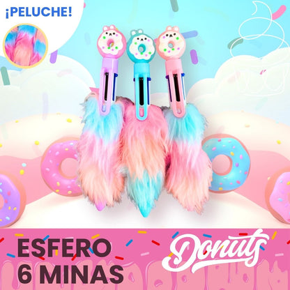 ESFERO PELUCHE CON 6 MINAS, DISEÑO DONA