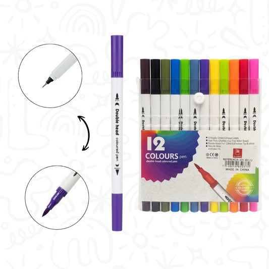 Marcadores Acrílicos Doble Punta x12 – Colores Intensos