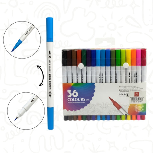 Set de Marcadores y Micropuntas Doble Punta – Colores Surtidos x36