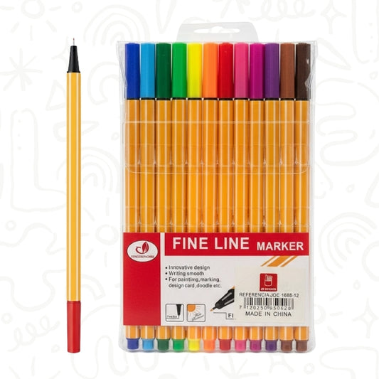 Set de Micropuntas de Colores x12 Punta Fina