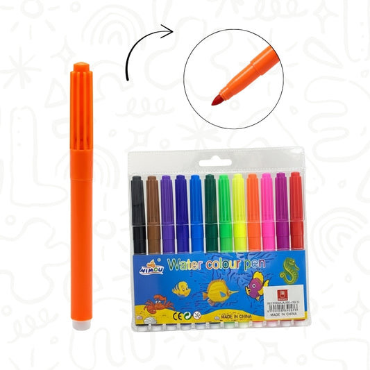 Marcadores de Acuarela – Colores Surtidos x12