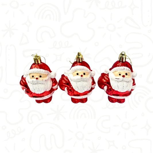 Set de Adornos Navideños de Papá Noel con Brillos X3 UND