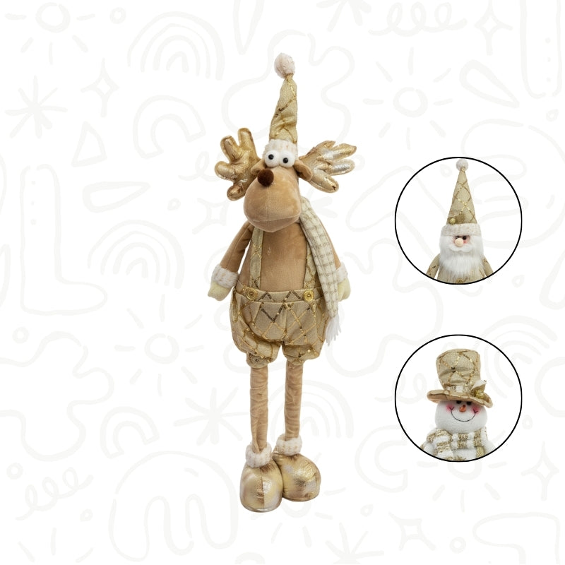 Muñeco Navideño Dorado con Pies Largos de 70,5 CM