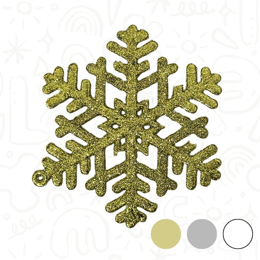 Copo de Nieve Dorado con Brillos para Decoración Navideña