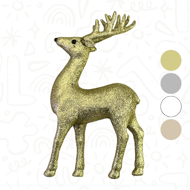 Reno Dorado Decorativo con Brillos para Navidad