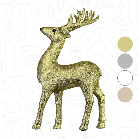 Reno Dorado Decorativo con Brillos para Navidad