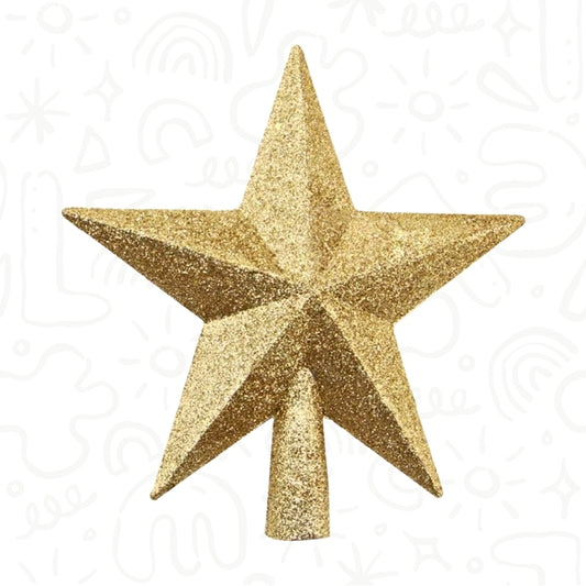 Estrella Dorada con Brillos para Árbol de Navidad