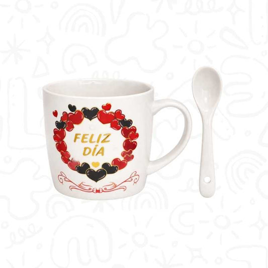 Set Mug con Cuchara – Modelo “Feliz Día”