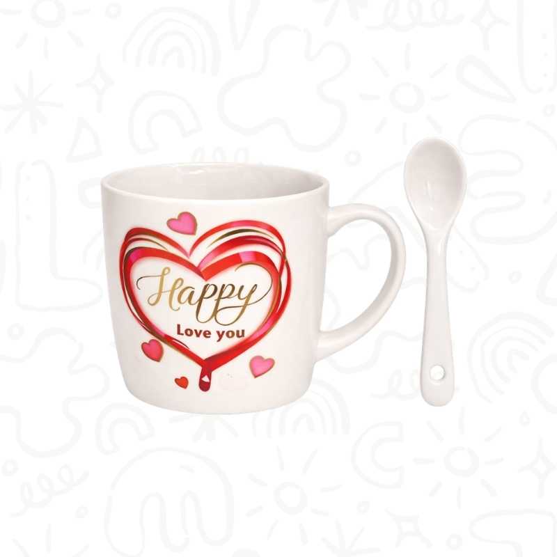 Set Mug con Cuchara – Modelo “Happy Love You”