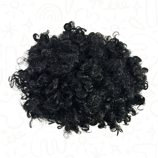 Peluca de Cabello Afro Crespo Negro para Disfraz y Fiesta