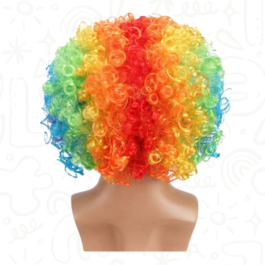 Peluca de Cabello Afro Crespo Arcoíris para Fiestas y Disfraces