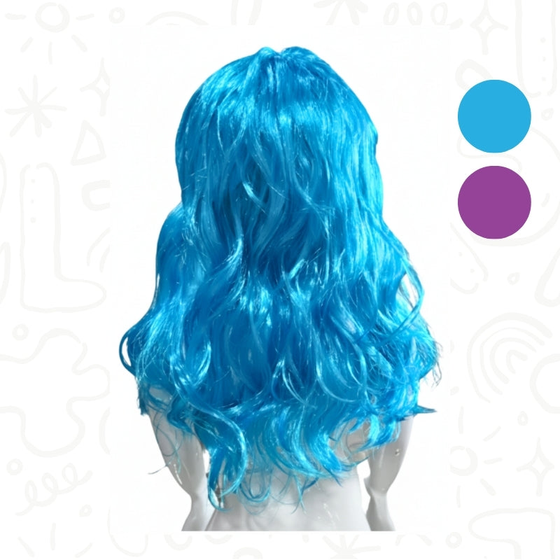 Peluca Larga Ondulada Color Azul para Disfraz o Cosplay