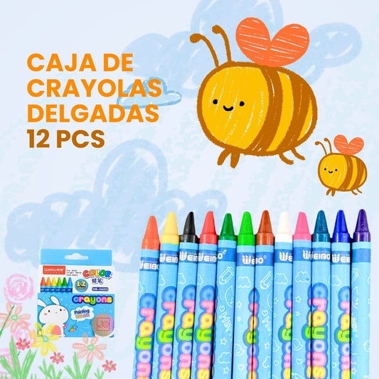 CAJA DE CRAYONES DELGADAS 12 PCS