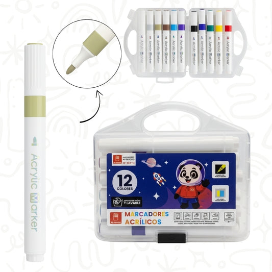 Set de Marcadores Acrílicos x12 – Colores Intensos