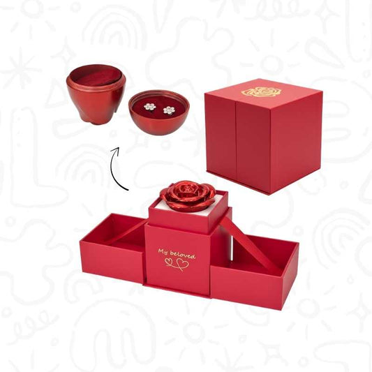 Caja Detalle Expandible con Flor Decorativa y Aretes